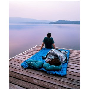 Double V dmuchany materac 2 osobowy niebieski